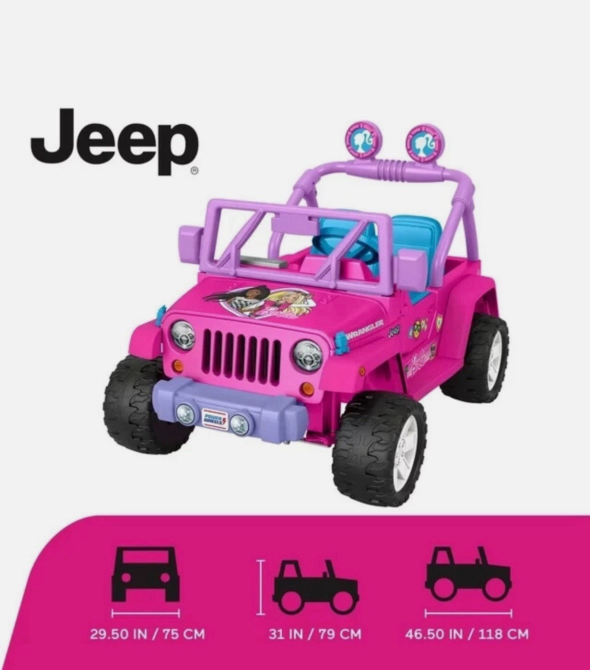 Barbie Jeep Wrangler Pink Jeep Lights Sounds New