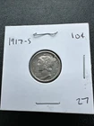 1917-S Mercury Dime, Very Nice  Grade.