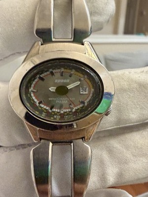 Vintage Pulsar Spoon V782-5B00 Oval Quartz Watch Date Gray Dial - Fits 7'' Wrist