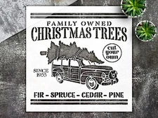 Family Owned Christmas Trees Wall Art Reusable Plastic Stencil - StencilAir