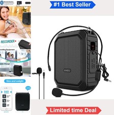 Voice Amplifier 18W Bluetooth 5.0 Waterproof Speaker with Two Wired Microphones