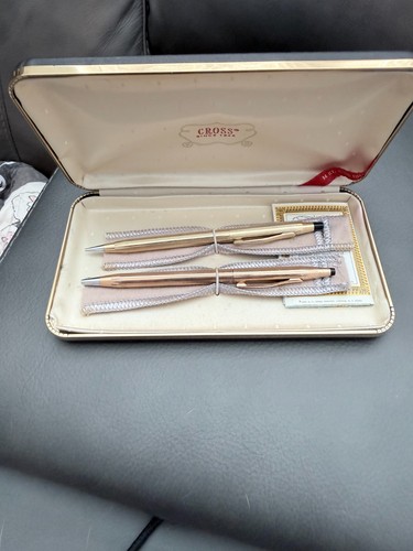Vintage Cross Century 14K Gold-Filled Pen & Pencil Set — Box & Polishing Cloths