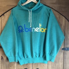Vintage Y2K style Benetton Oversize High Collar Sweatshirt Womens UK 12-14