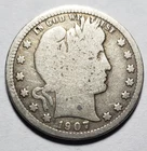 1907 Circulated Barber Silver Quarter