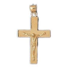 Jesus Christ on Cross Charm Pendant 14k Gold