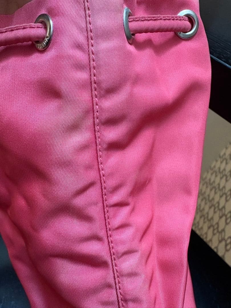 PRADA Nylon Drawstring Pouch Pink Logo Authentic … - image 11