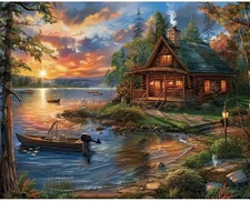 Scenery Paint by Numbers Kit for Adults Beginner,Paint by Number Kits on Canvas