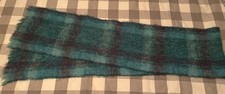 Vintage Donegal Design Ireland Mohair Wool Hand Woven Scarf 8 x65" Green/Purple