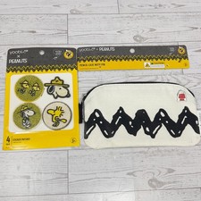 Yoobi X Peanuts Snoopy Fuzzy Sticker Patches 4pk  Pencil Case With Pin Set