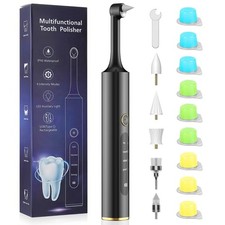 Rechargeable Tooth Polisher with 5 Brush Heads 9 Polish Pastes 4 Speed Modes ...