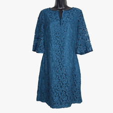 Adrianna Papell Sz 8 Dress Lace Peacock Green knee length cocktail Mother 3/4