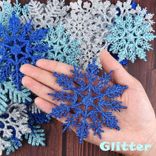 45 Pcs Glitter Snowflakes - Winter Decorations, Hanging Plastic Snowflake Orn...