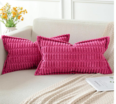 Artscope Hot Pink Kissenbezüge 2er Set Cord Deko Quadratisch (R)