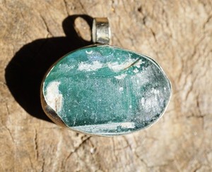 Rare Afghan Ancient Roman Glass Pendant - 1"x0.75" (2854Q852) Rustic