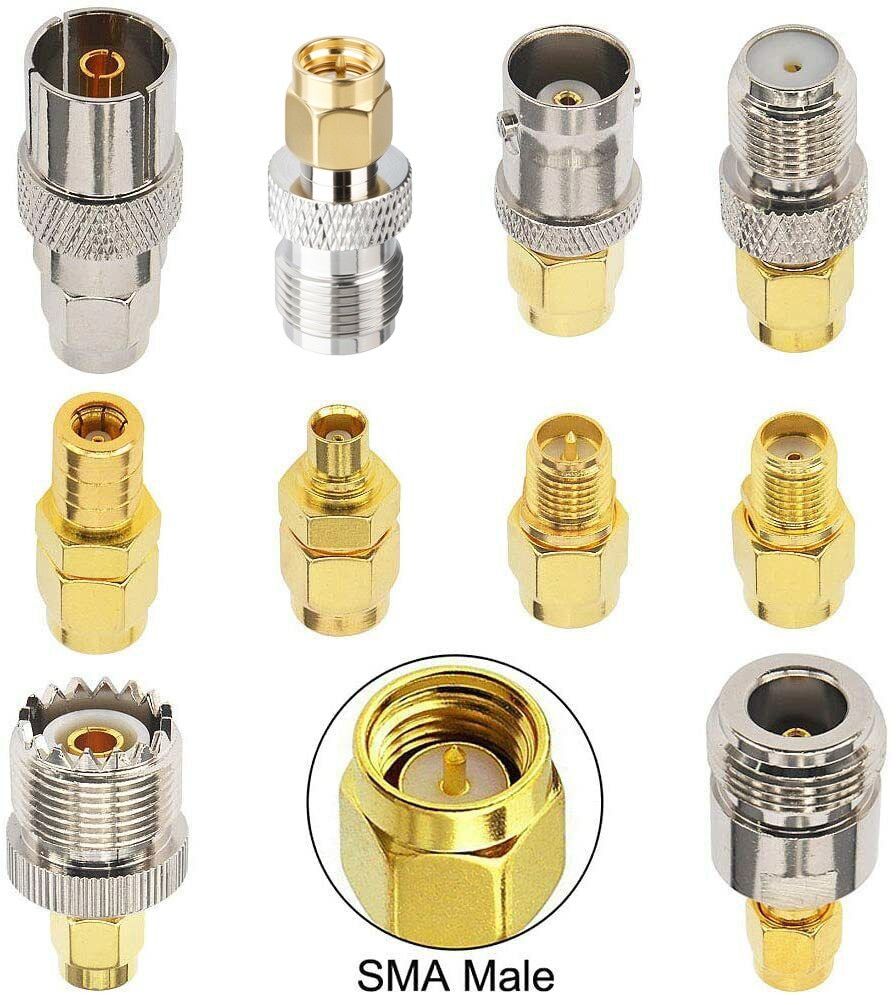 10pcs SMA Connector Kit SMA Male Plug to UHF N-Type TNC BNC MCX