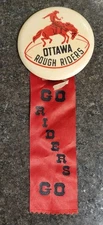Vintage Ottawa Rough Riders Button Pinback With Ribbon Early 1970s CFL 