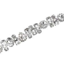 1 Yard Crystal Rhinestone Chain Trim White Diamond with Silver Base 