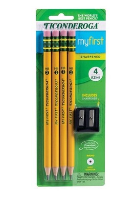 Ticonderoga My First Pencils With Sharpener 4 Pack #2 HB Oversized Beginner