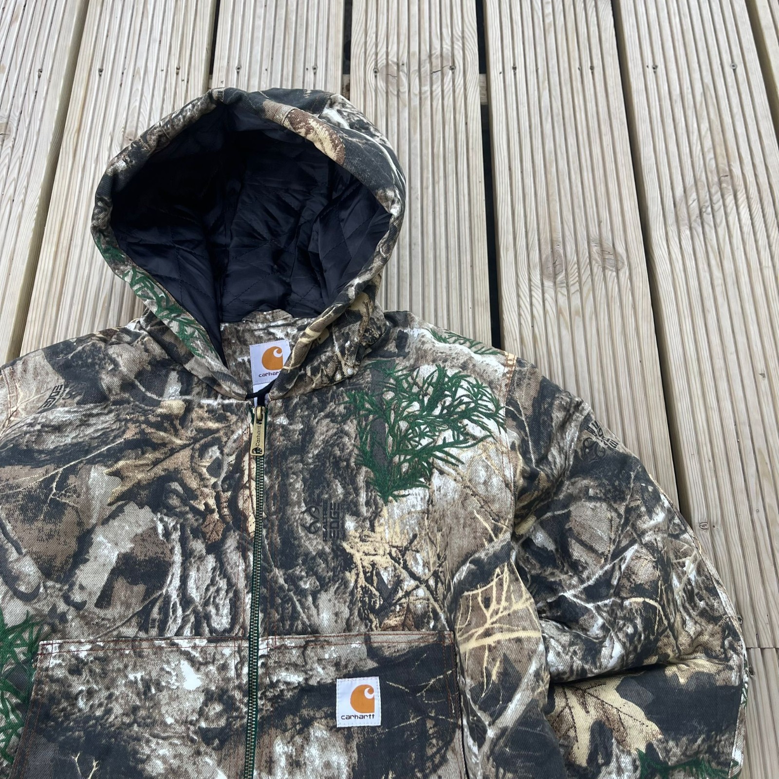 Carhartt 2000s style Detroit Rework Real Tree pattern hoodie jacket Size S image 5