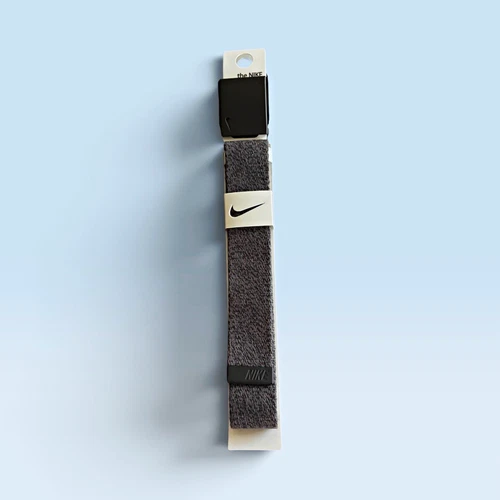 Nike Men's Solid Gray Adjustable Golf Belt w/ Black Buckle Logo Accents