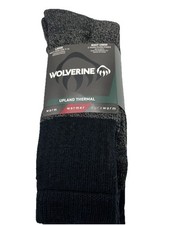Wolverine Upland Thermal Boot Crew Sock 2 Pair Pack Men's 7-12 Black WARMER NEW