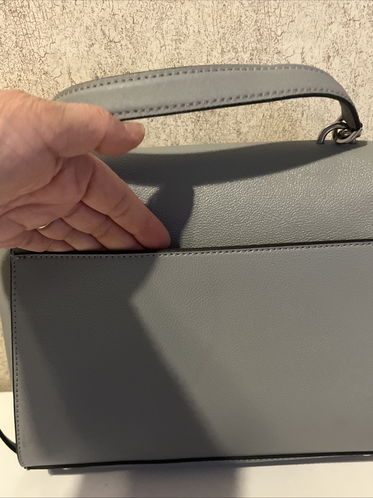 Calvin Klein Crossbody Bluish Gray Chain Accent Silver Hardware Minimalist EUC — image 9