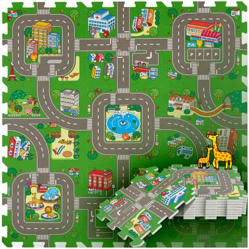 Tapis puzzle motifs ville et rues avec 9 pièces antidérapantes
