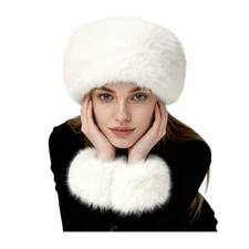 Faux Fur Headband Set Faux Fur Wrist Cuff for Women Earwarmer Arm Warmer Cold 