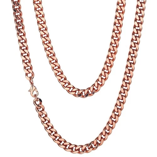 99.9% Pure Copper Necklace Cuban Curb Chain- 5, 7, 9, 12mm Widths 18"-26" Length - product listing photo
