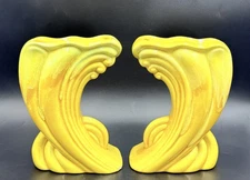 Vintage MCM Royal Haeger Swirl Pottery Vase Yellow Drip Glaze R697 c.1950s