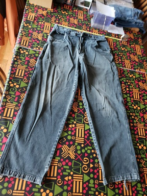#ad Vintage Results Stove Pipe Loose Fit Baggy Jeans Men’s 34L Faded Black Has Wear $36.35