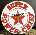 VINTAGE 1931 DATED TEXACO SUPER POWER CHIEF GASOLINE GAS OIL PORCELAIN SIGN