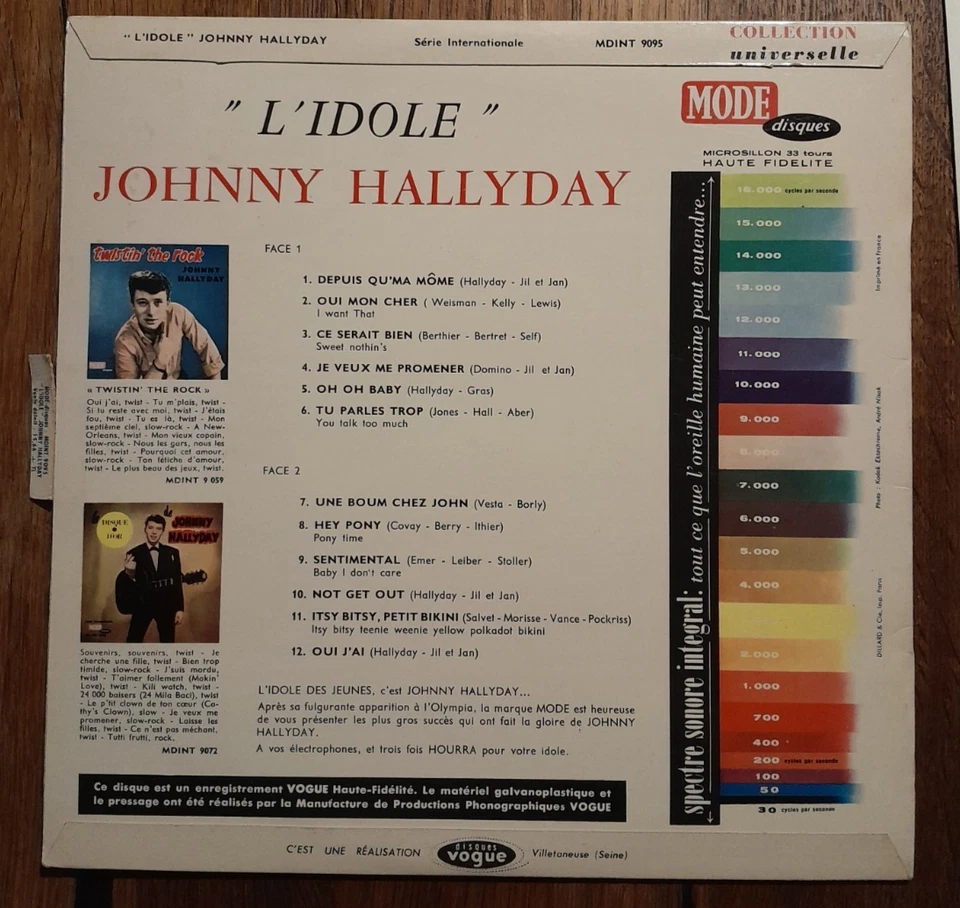 RARE LP J. HALLYDAY L'Idole MDINT9095 Sticker Pub + Insert + Languette 1963 - Image 2 of 4