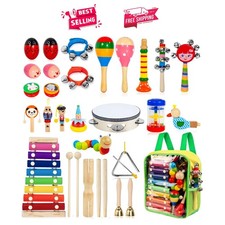 Wooden 18-Types Percussion Instruments for Kids - Safe  Creative Music Toys