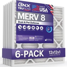 12x12x1 MERV 8 Air Filters 6-Pack USA Made Dust Pet HVAC AC Furnace