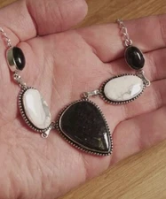 Night Sky Blue Black Indigo Gabbro Jasper 18-19” Necklace, Mystic Merlinite