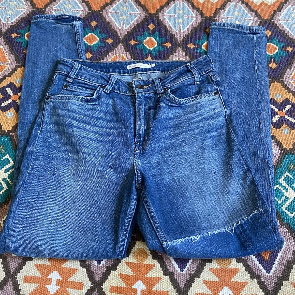 Vintage Levi s Women s 721 Orange Tab High Rise Skinny Jeans Blue