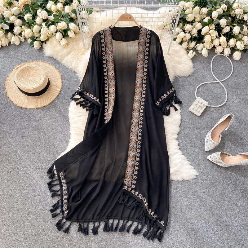 Shirt Women Summer Casual Loose Streetwear Chiffon Long Sun Protection Cardigan