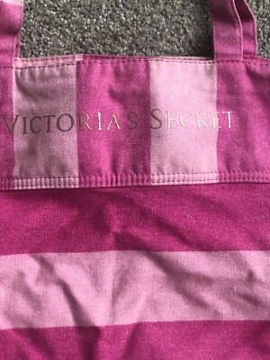 Victoria's Secret ピンクストライプ トートバッグ Victoria's Secret Large Pink Striped Iconic Classic Canvas