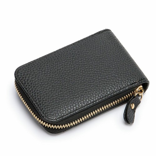 Genuine Leather Men Wallet Credit Card Holder RFID Blocking Zipper Pocket Thin - Picture 10 of 14