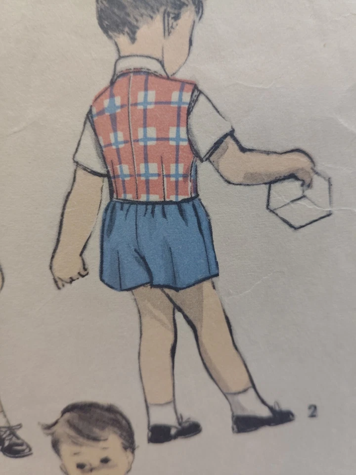 Vest Shirt Boxer Shorts Boys 1 1T 12M Advance 6319 Sewing Pattern Cut VTG Button - Image 3 of 4