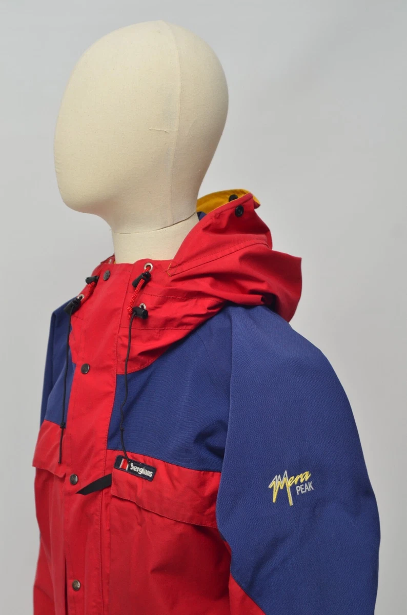 Berghaus Vintage Men's Red Blue Nylon Mera Peak Gore-Tex Jacket SizeS Made in UK