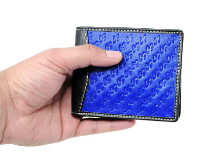 StarHide Mens Black Blue Designer Luxury Leather RFID Blocking