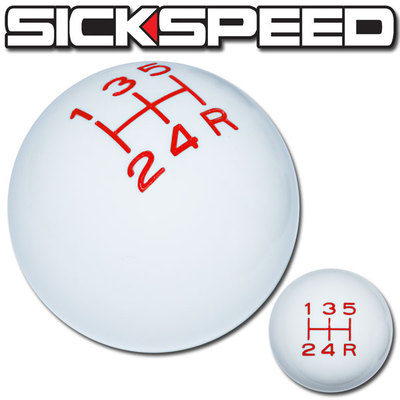 WHITE/RED VINTAGE SHIFT KNOB FOR 5 SPEED SHORT THROW SHIFTER SELECTOR 10X1.5 K02
