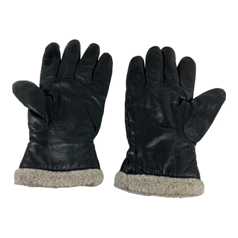 ISOTONER Women’s Genuine Leather  Faux Fur Sherpa Lining Wrist Black Size M - Image 2 of 4