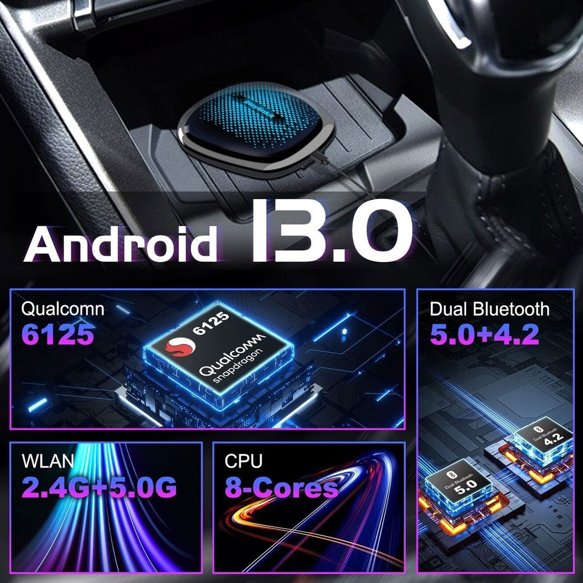 4G+64GB CarPlay AI Box Android 13.0 Carplay & Android Auto