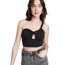 Wild Fable Women's XS Tank Top Black Cropped Cut Out One Shoulder New