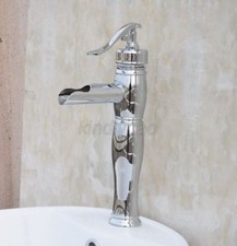 Polished Chrome Waterfall Bathroom Sink Vessel faucet Basin Mixer Tap Kcy022