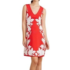 Yoana Baraschi Petaluma Floral Sweater Knit Dress S Red Orange Ivory Anthro
