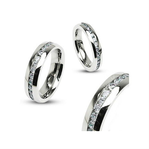 Anneau éternel acier H1570 hypoallergénique avec strass étincelants pour mariés